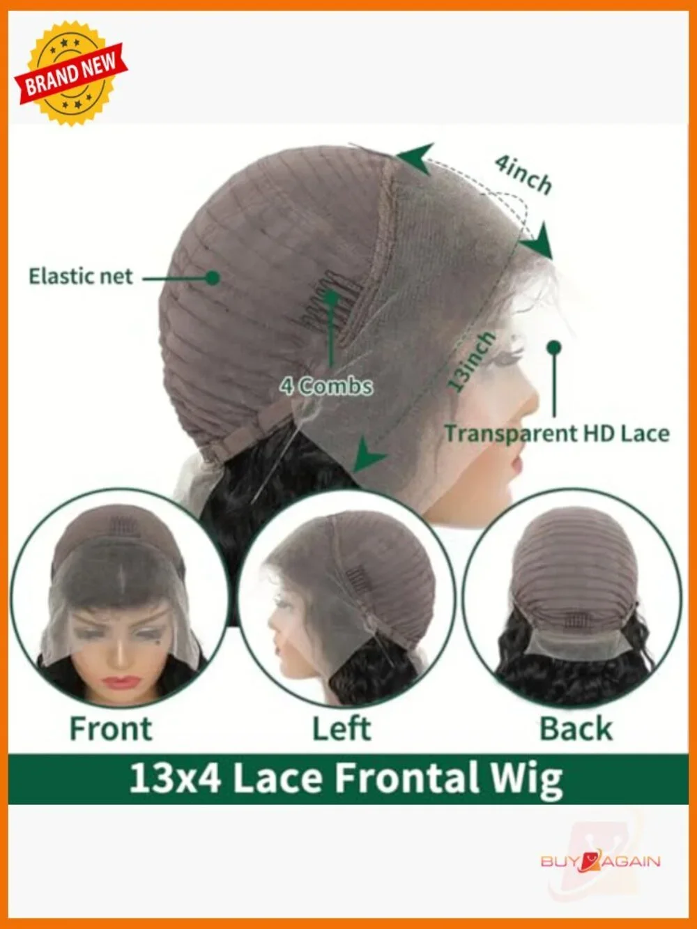 Human Hair Bob Wig Deep Wave Lace Front Curly 220% Density 14 Inch